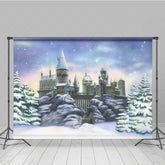 Aperturee Aperturee Winter Magic School Castle Backdrop Snow Covered Wizarding World Scenery Fantasy Movie Themed Photography Prop